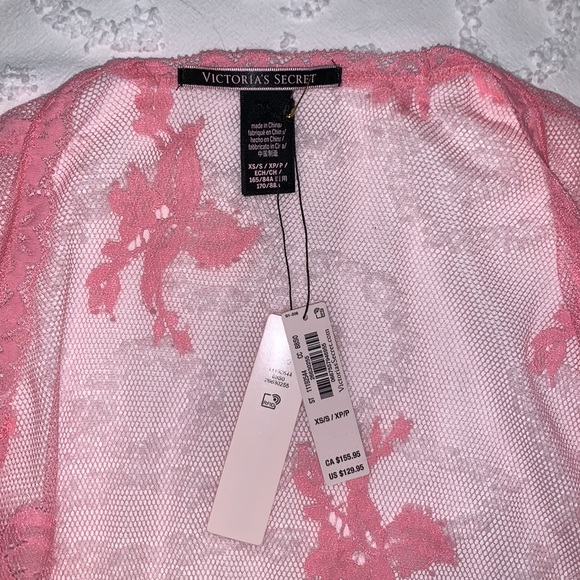 VICTORIAS SECRET PINK LACE ROBE WITH SASH BELT - Picture 11 of 15